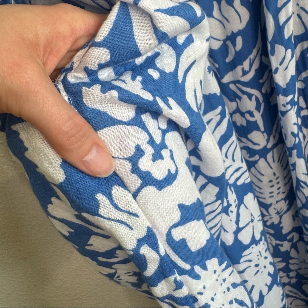 Beachlunchlounge Womens M Tropical Midi Dress Cotton Gauze Blue Vacation‎ - Picture 7 of 11